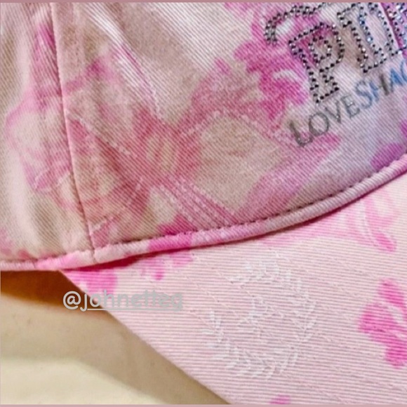 🎀PINK x LoveShackFancy Baseball Hat Beaux Icons Pink Floral Bling Diamante Logo